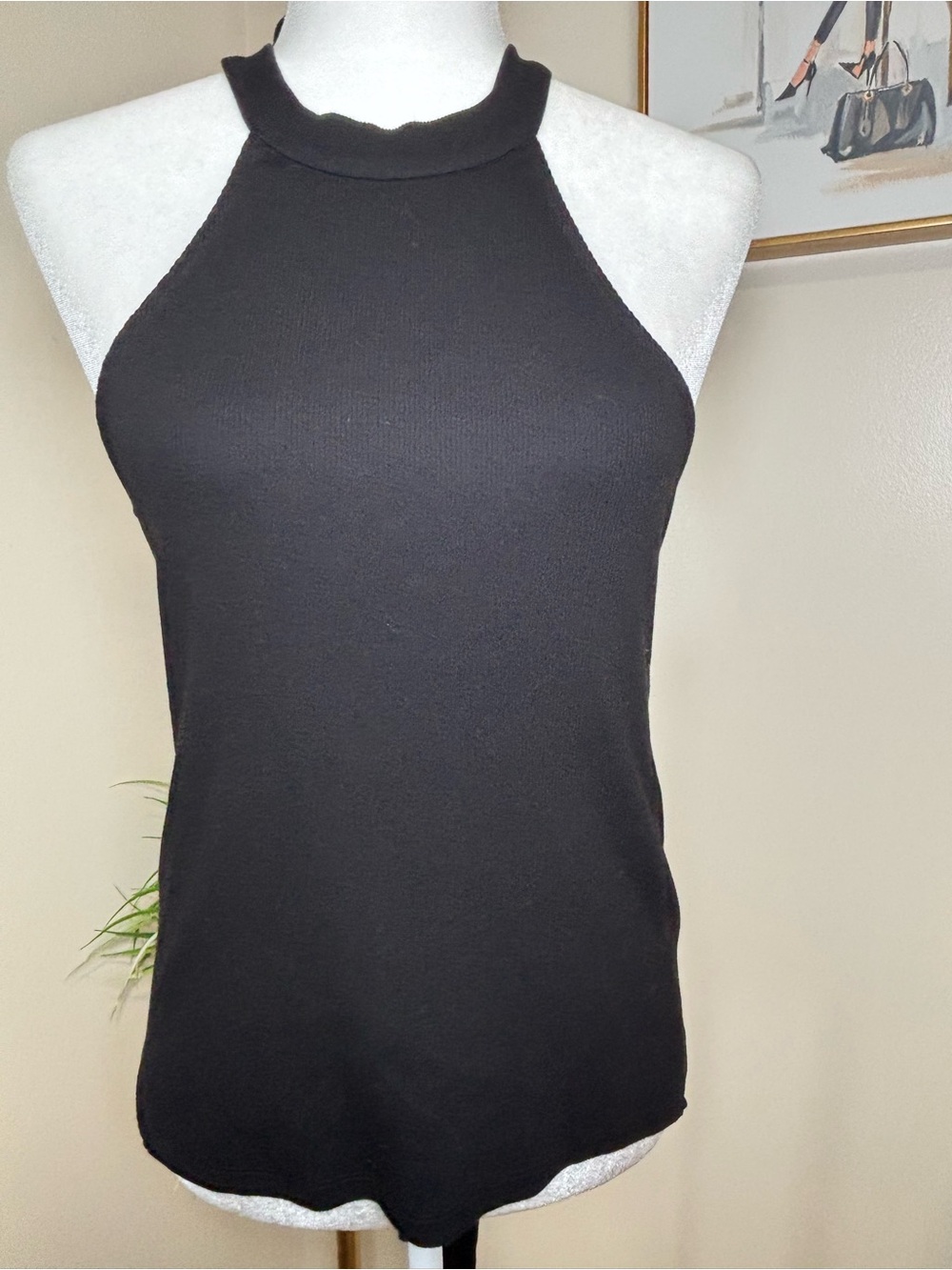 Sézane Black Halter Open Back Tie Neck Knit Top Size Small